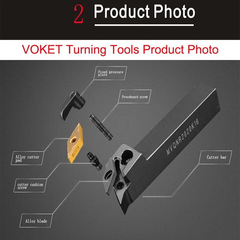 Mvqnr 2525m16 Metal Cutting 20 25 mm Machining Boring Cutter Carbide Toolholder External Turning Tool Holder CNC Lathe Arbor