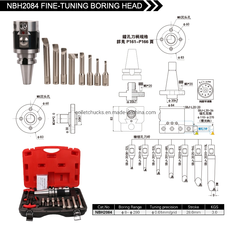 CNC Boring Head Bt30 Bt40 Bt50 Adjustable Fine Nbh2084 Boring Head Set